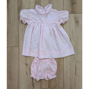 Vintage Pink Baby Dress and Bloomers Set